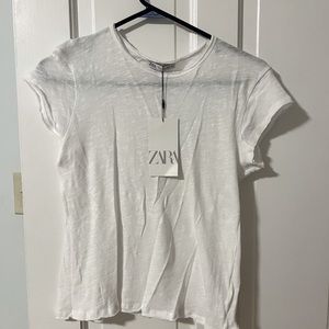 NWT Zara white tshirt. Size large (but fits like a small)